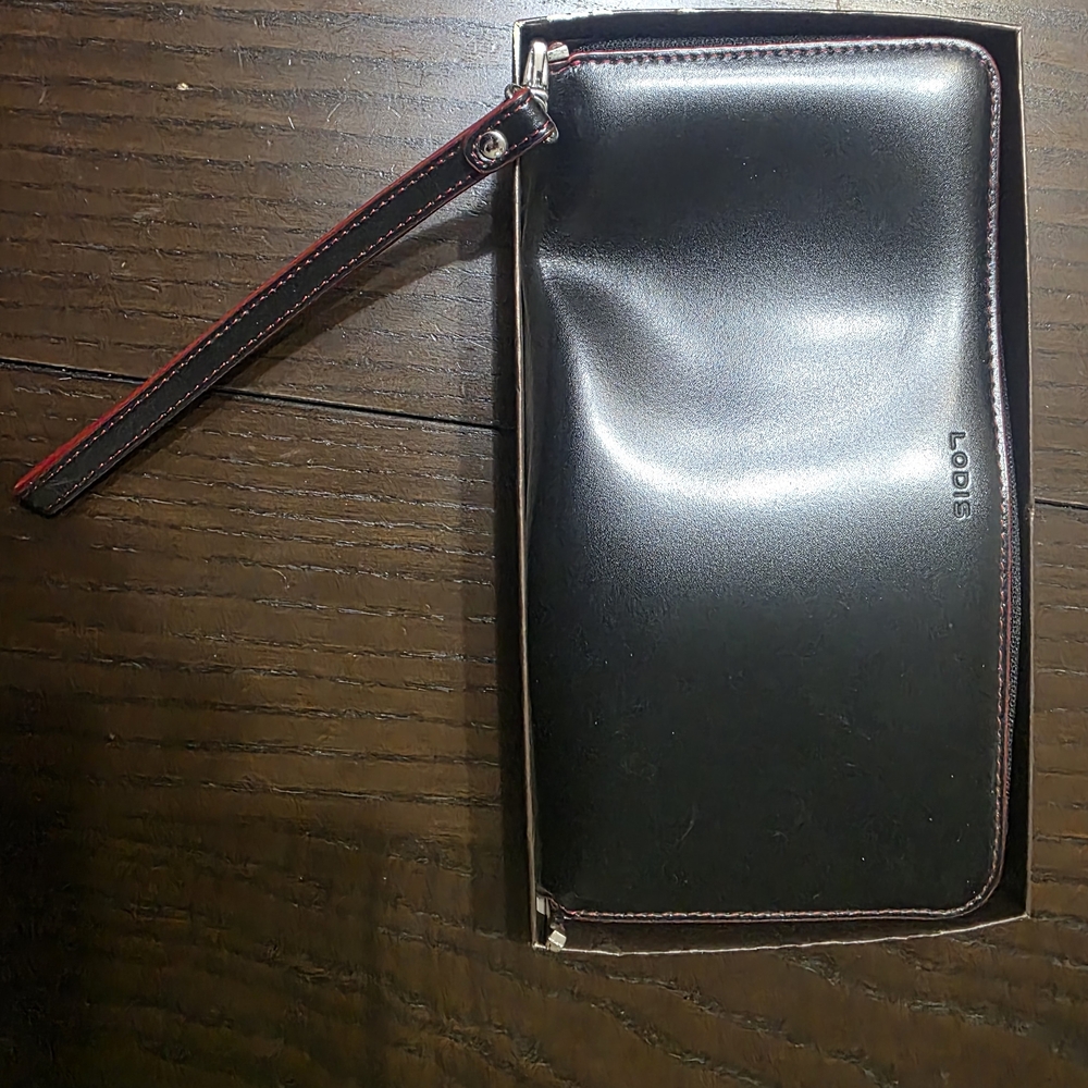 Lodis Black and Red Men's Wristlet Wallet